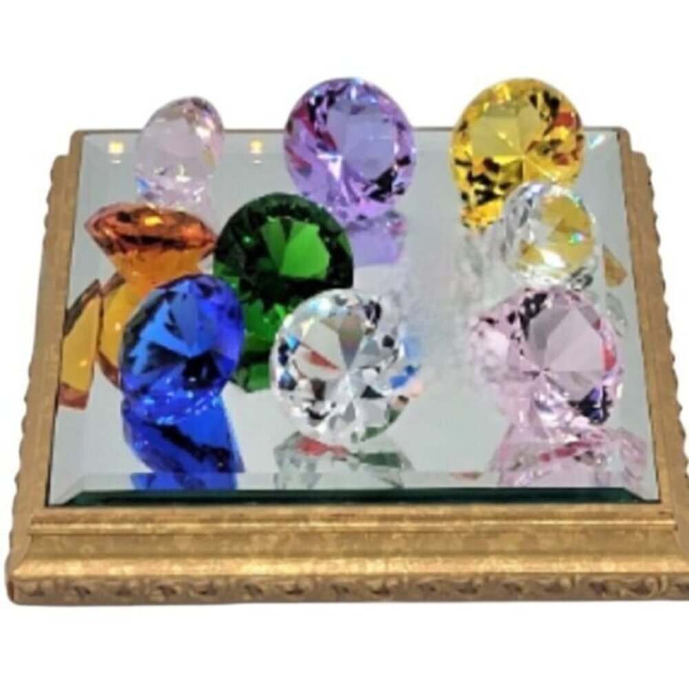 Diamond cut colored crystal gems jewels set